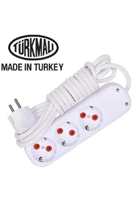 Amiral electric 10 Metre Kablolu Topraklı Ara Kablosu Uzatmalı Seyyar 3lü Grup Priz