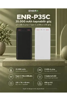 ENERX ENR-P35C 35.000 Mah 2.1A LED Göstergeli Powerbank