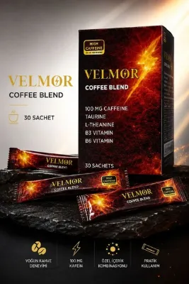 VELMOR Coffee Blend Yüksek Kafeinli Kahve Karışımı Taurine, L-Theanine ve Vitamin Destekli 30 Sachet