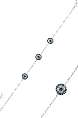 Söğütlü Silver Gümüş Rodyumlu Zirkon Taşlı Nazar Bileklik Sgtl11171rodaj