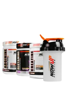 NOWUP NUTRITION %100 Pump Etkisi Paketi | Arginine + Creatine + Glutamine | 3x360 gr + Shaker