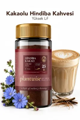 Plantwise Kakaolu Hindiba Kahvesi Prebiyotik-Yüksek Lif | Bitkisel %80 Hindiba %20 Kakao Kahve 100g Cam Kavanoz