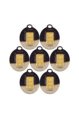 T51 TUĞRUL ALTIN 7 Gram (7x1 Adet) Külçe Altın IAR 24 Ayar