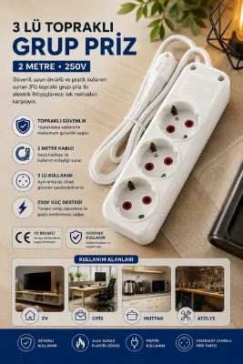 modalonga size ne lazım? 3lü Topraklı Grup Priz - 2 Metre 250 Volt - ÖNDER