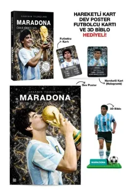 Maradona - Sahanın Yıldızları - Hareketli Kart - Dev Poster - Futbolcu Kartı ve 3D Biblo Hediyeli