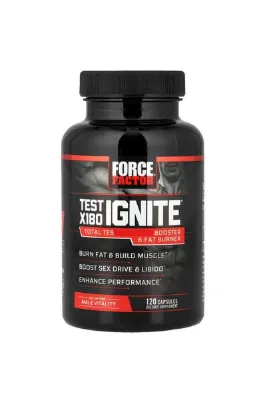 force factor Supplement, Test X180 Ignite, Test Booster & Fat Burner for Men Energy, and Boost Vitality and