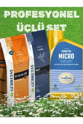 GÜBRETAŞ PROF.SET Bitki Çiçek Ağaç Çim Bakım Yaprak Gübresi Seti 20.20.20+ME 1 KG+MİCRO 1 LT+0.52.34 MKP 1 KG