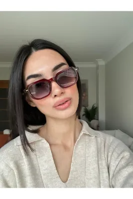 funeyes Roma Klasik Bordo Erkek Kadın Güneş Gözlüğü Unisex Hafif Çerçeve | Füme cam