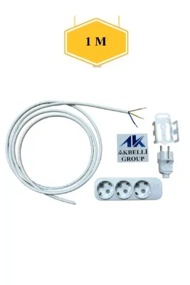 AKBELLİ GROUP %100 Bakır 3'lü Seyyar 3X2,5MM TTR Ara Kablolu Topraklı Fiş ve Çocuk Korumalı Üçlü Grup Priz