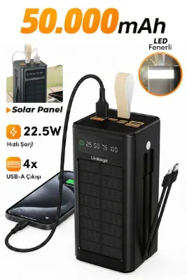 auhma Linkage LKP-47 50000mAh Solar Powerbank | Güneş Enerjili Taşınabilir Şarj Aleti | LCD Ekranlı, Çoklu