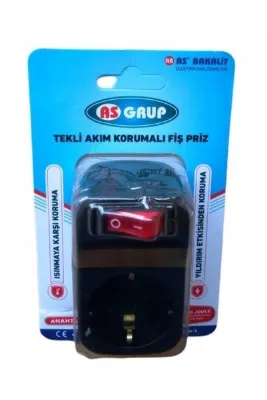 Asgrup Tekli Akım Korumalı Fiş Priz