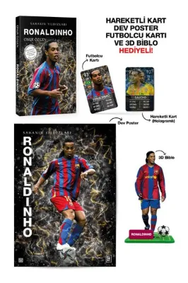 Ronaldinho - Sahanın Yıldızları - Hareketli Kart - Dev Poster - Futbolcu Kartı ve 3D Biblo Hediyeli