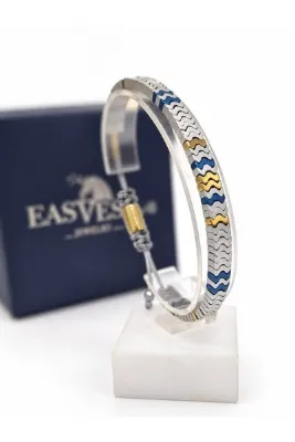 EAST&WEST 925 Ayar Gümüş Wave Serisi Hematit Gümüş Bileklik-Fenerbahçe,Fb