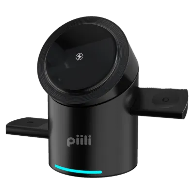 Piili 3in1 Kablosuz Şarj İstasyonu - Siyah
