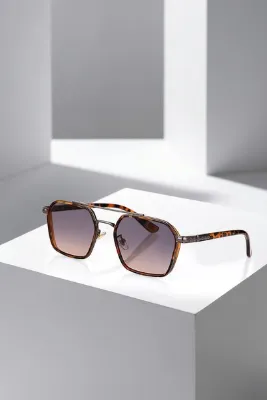Poloair UV400 Korumalı Leopar Desen Antrasit Detaylı Erkek Güneş Gözlüğü PLG-2119C4