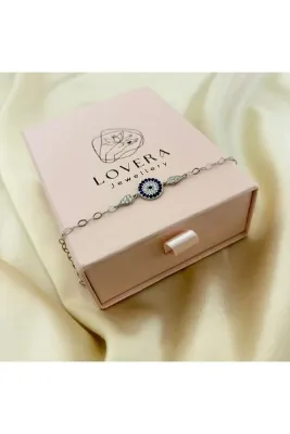 Lovera Jewellery 925 Ayar Gümüş Sertifikalı Nazar Boncuğu Bileklik Kadın Zarif Minimal Gümüş Takı Sevgiliye Özel Gün Doğum Günü Hediyesi Günlük Şık Tasarım
