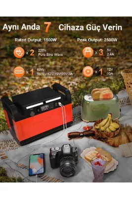 Cepini GT1200 Taşınabilir Güç İstasyonu 1210Wh 1500W | LiFePO4 Batarya | 2500W | Power Station