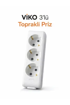 VİKO 3’lü Topraklı Priz – Beyaz
