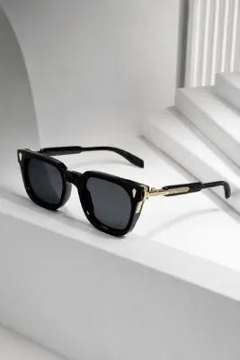 ModaLucci UV400 Premium Siyah Ünisex Güneş Gözlüğü | Gold Metal Detaylı