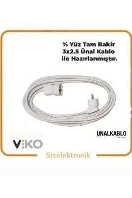 VİKO TEKLİ 15 METRE 3x2.5 ÜNAL KABLO SEYYAR Topraklı Uzatma ( 3x2.5 Ünal KABLO TAM BAKIR) TTR KABLO