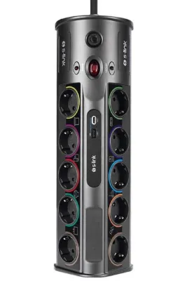 S-LINK Swapp 3m Kablolu Sp10af 3m 1860 Joule 1.5mm 1 Usb 1 Type-c 2.1a/5v 16a 250v 3680w 10lu Akım K
