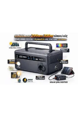 ATLT ATLANTİS 93.600MAH TAŞINABİLİR GÜÇ İSTASYONU 299WH 300W SÜREKLİ GÜÇ GÜNEŞ PANELLİ DESTEKLİ LED LAMBA