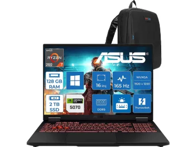 ASUS Tuf Gaming A16 FA608UP RTX5070 WRV199P53 AMD Ryzen 7 260 128 GB RAM 2 TB SSD 16 inç FreeDOS Laptop+Çanta Gri