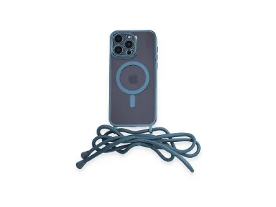 NEWFACE iPhone 12 Pro Max Uyumlu Divo Lazer Askılı Magsafe Kapak Telefon Kılıfı Sierra Blue