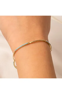 FasekGold Gümüş Bileklik - Sıra Firuze (Turkuaz) Taşlı Modern Tasarım Şık 925 Ayar Gümüş Bileklik