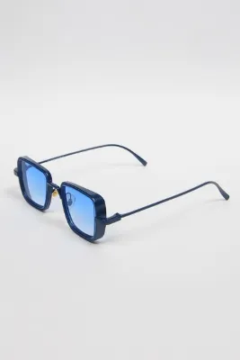 Zevahir Unisex Kare Mavi Metal Çerçeve Güneş Gözlüğü