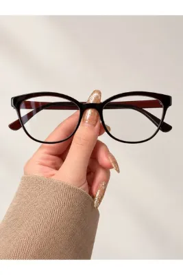 LOOKUP NEW Nila 51 Ekartman Kahverengi Cat Eye Kemik Şeffaf Kadın Erkek Unisex Mavi Işık Korumalı Ekran Gözlüğü Gözlük