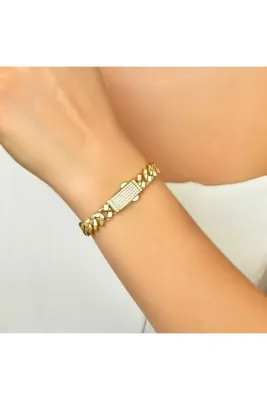 THE SILVER JEWELRY 9 mm 14K 0.50 Mikron (Has Altın) Kaplama Gurmet Bileklik (Yeni Ürün)