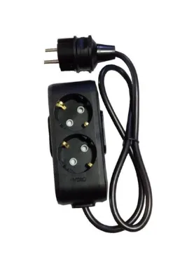 VİKO Siyah Multi-let 2'li Topraklı Çocuk Korumalı Grup Priz 70 Cm