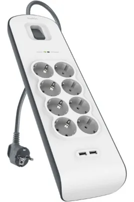 Belkin Akım Korumalı Uzatma Priz 8li , 2m , 2x2.4a Usb Girişi