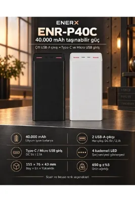 ENERX ENR-P40C 40.000 Mah 2.1A LED Göstergeli Powerbank