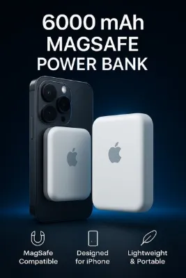 L'eDoren Iphone 6000 Mah Magsafe Battery Pack Powerbank Kablosuz Şarj Ios 8/x/11/12/13/14/15 Uyumlu