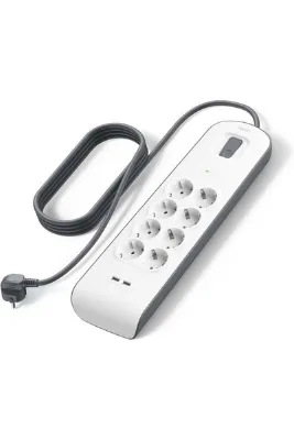 Belkin BSV804Vf2M Akım Korumalı Uzatma Priz 8 Çıkışlı 2,4A 2 USB Bağlantı Noktası, 2M