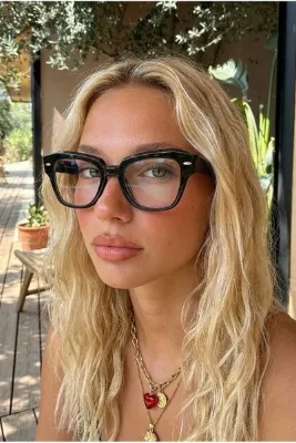 MACERATİ Kenny Unisex Vintage Siyah Çerçeveli Kare Mavi Işık Filtreli Gözlük