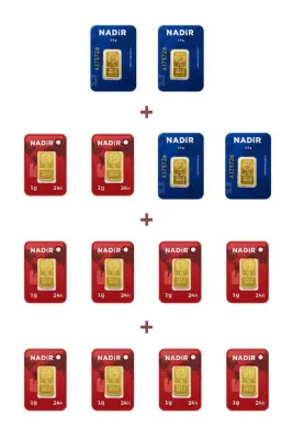 Nadir Gold 24 Ayar 20 Gram Külçe Altın (4 Adet 2,5 Gram Külçe Altın + 10 Adet 1 Gram Külçe Altın )