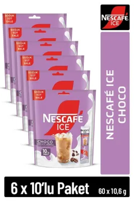 Nescafe ICE Choco Çikolata Aromalı Çözünebilir Kahve 10,6g 10'lu Paket 10X6