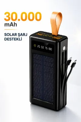 RAYLAX Powerbank 30.000 mAh Güneş Enerjili Solar Hızlı Şarj Göstergeli El Fenerli Taşınabilir Batarya 22.5W