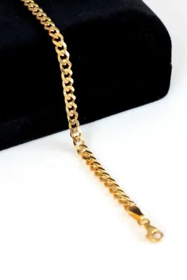 anadolusilver Altın Kaplama Gurmet Bileklik 4.6 Mm Genişlik 21 Cm