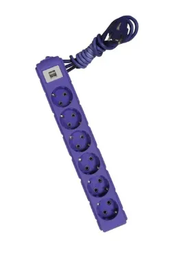 UFO Akım Korumalı Grup Priz 3 mt Mor 6’lı Ve 2’li Usb Şarj Aleti 2500 Watt