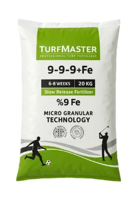 Turfmaster 9-9-9+Fe %9 Demir Yavaş Salınımlı Profesyonel Çim Gübresi – 20 kg