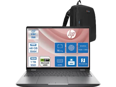HP ZBook Fury 16 G1I DDR5 16 GB RTX4000 C65H8ESF18 Intel Core Ultra 7 265HX 48 GB RAM 1 TB SSD 16 inç FreeDOS Laptop+Çanta Gri