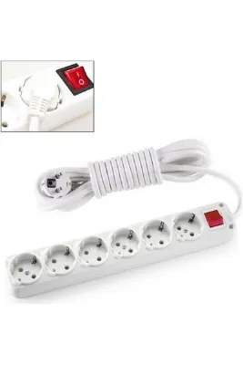İNWATT ELEKTRİK MAĞAZASI 7 Metre 3x2.5 mm 6 lı Anahtarlı Uzatma Kablosu