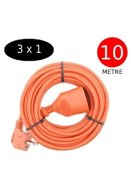 Tek-İş 10 Metre Uzatma Kablosu 3 X 1 Mm Ttr Bakır Kablo Erkek Fiş Dişi Fiş Baskılı Seyyar Ara Kablo