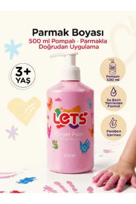 Lets Parmak Boyası 500 ml Tek Renk Pembe Büyük Boy (Kremsi · Parmakla Boyama · 3 Yaş+)