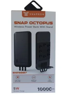 SNAPRON Snap OCTOPUS 10.000 Mah Wireless Şarjlı Standlı Vantuzlu Dahili 3 in 1 Kablolu Kablosuz Hızlı Şarj