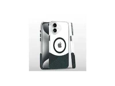 NEWFACE iPhone 16 Plus Uyumlu Carbon Puzzle Magsafe Kapak Telefon Kılıfı Açık Mavi